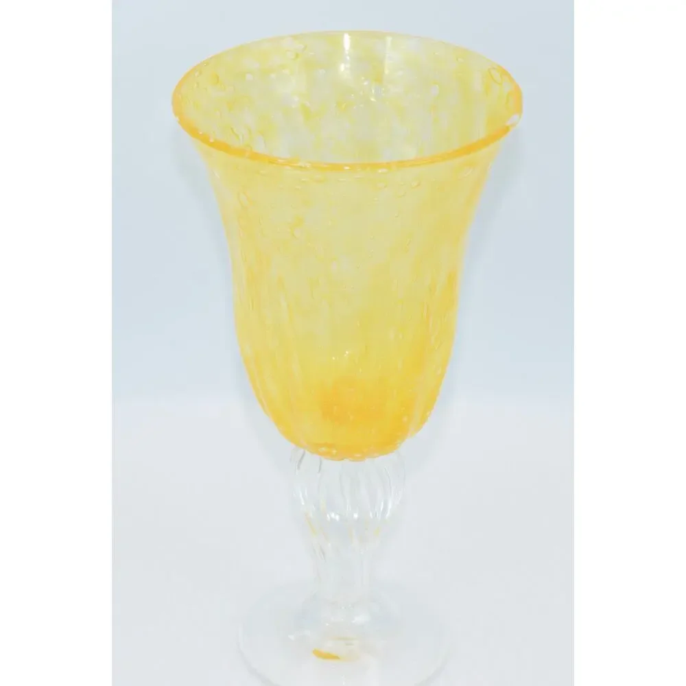Val De Pome Christophe Saba Biot Seeded Yellow Wine/Water Stemware Goblet France